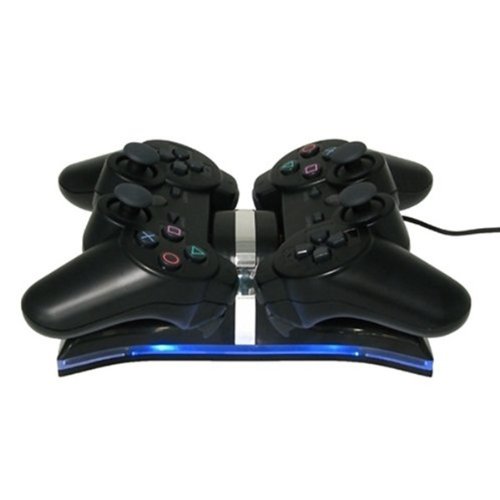 AGPtek® Blue LED Dual USB Charging Station for PS3 Controller