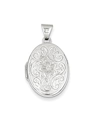 Sterling Silver 20mm Oval Floral Locket. Metal Wt- 1.51g