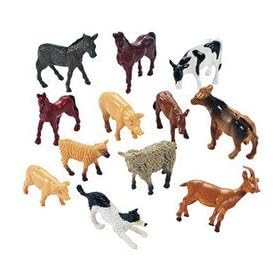 12 Farm Animal Miniature Toy Figures