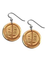 14K Yellow Gold Northwest Coast Native American 2 Face Mask Earrings . Made in USA.