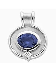 14K White Gold Oval Cut Tanzanite and Diamond Pendant -- LIFETIME WARRANTY