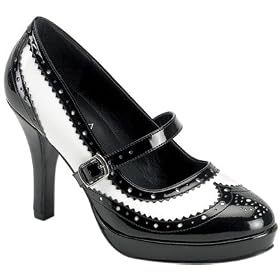 Women's Black And White Gangster Shoes (Size:07)