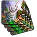 A little kitten peers out from behind pretty flowers and leaves - Set Of 4 Ceramic Tile Coasters