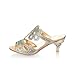 Carol Shoes Fashion Rhinestone Womens Mid Heel Peep Toe Sandals Slippers