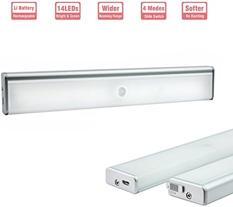 Visionland Rechargeable LED Motion Sensor Light Closet Light for Cabinet, Pantry, Counter, Bathroom, Stairs, Kids Room - Stick on, Lithium Battery Operated, Wireless Motion Activated, 4 Mode Switch