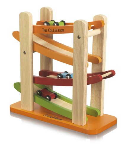 Imagen principal de Eichhorn The Collection 100004915 - Circuito de carreras de madera con 4 plantas y 3 vehículos (25 x 24 cm) (Simba Dickie)