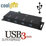 CoolGear USB 3.0 4-Port Industrial Hub Metal Case with Screw Lock Cable Option