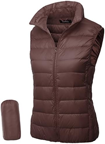 Thanth Womens Packable Slim Fitted Active Down Vest Jacket COFFEE Medium