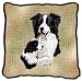 Border Collie and Puppy Woven Pillow