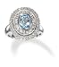 Diamond and Aquamarine Ring in 14k White Gold