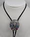 Turquoise / Coral Diamond Cut Pewter Indian Chief Bolo Tie