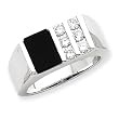Sterling Silver Men's CZ And Onyx Ring