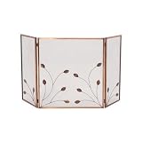 Outdoor Living : UniFlame 3 Panel Burnished Copper Screen W/ Vine Leaves