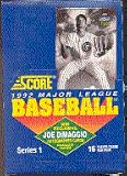 1992 Score Series 1 Baseball Wax Box