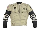 Power Trip Mens Army Flak Motorcycle Jacket Sand/Black Extra Large