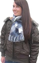 Handmade Alpaca Natural Fiber Scarf - Scottish Plaid in Marine Blue (Extra La...