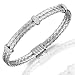 18 Kt White Gold Handwoven Diamond Pave Bangle Bracelet