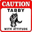 CAUTION: TABBY WITH ATTITUDE cat joke sign