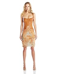 Lace-Up Corset   Waistline Leather/Silk  Dress With a Ribbon 