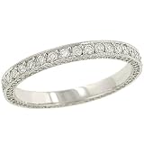 3 Sided Pave Set Diamond Eternity Band w Milgrain.74ct