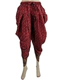 Womens Trouser Red Printed Baggy Dhoti Style Cotton Harem Yoga Pant 38