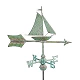 Garden Sailboat Weathervane - Antiqued Copper