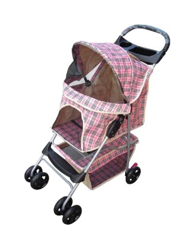 Deluxe 4 Wheel Dog Cat Stroller Pet Carrier