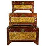 Anniversary Gift Idea - Chinese Dragon Double Happiness Symbol Carved Wedding Trunk