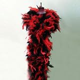 Red and Black Feather Chandelle Boa for halloween, party