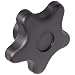 DimcoGray Black Thermoplastic 5 Star Fluted Torque Knob Female, Brass Insert: 3/8-16" Thread x 1/2" Depth, 2-1/4" Diameter x 1" Height x 7/8" Hub Dia x 1/2" Hub Length (Pack of 10)