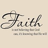 Faith is not believing that God can it's knowing that he will Vinyl Lettering Wall Sayings Home Art Decor