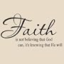 Faith is not believing that God can it's knowing that he will Vinyl Lettering Wall Sayings Home Art Decor