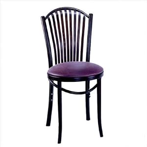 Slat Back Bentwood Chair- Walnut [Set of 4] Upholstery: Vinyl - Espresso by 