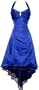 Satin Halter Dress Tulle Mini Train Prom Bridesmaid Holiday Formal Gown Junior Plus Size, Medium, Royal-Blue