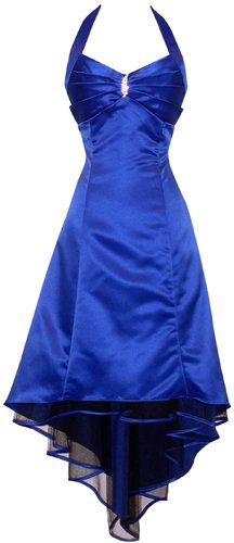 Satin Halter Dress Tulle Mini Train Prom Bridesmaid Holiday Formal Gown
