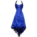 Satin Halter Dress Tulle Mini Train Prom Bridesmaid Holiday Formal Gown Junior Plus Size