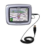 Coiled USB Cable for the Magellan Roadmate 2200T with Power Hot Sync and Charge capabilities - uses Gomadic TipExchange Technology