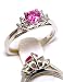 14k Heart Pink Sapphire & Diamond Ring - Size 7.0 in White Gold