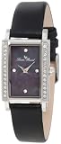 Lucien Piccard Womens 11673-01MOP Monte Baldo Crystal Accented Black Patterned Mother-Of-Pearl Dial Black Leather Watch