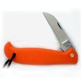 Review Made in Sheffield UK gie40CC/PID-2009 / Action knife with orange plastic handle and lambsfoot blade - Sheffield made