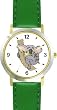 Cartoon Koala Bear Animal - WATCHBUDDY&reg; DELUXE TWO-TONE THEME WATCH - Arabic Numbers - Green Leather Strap-Size-Large ( Men's Size or Jumbo Women's Size )
