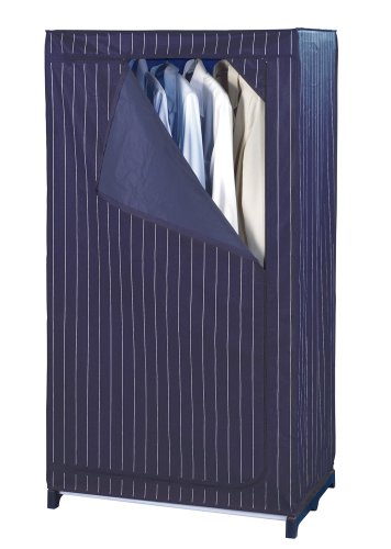 Wenko 4381650100 Kleiderschrank Comfort - Kunststofffilm, 75 x 150 x 50 cm, blau gestreift