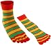 Kid's Red, Yellow & Green Striped Toe Socks