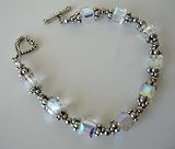 Genuine Swarovski AB Crystals Bracelets w/ Bali Silver Bead & Sterling Silver Heart Toggle Clasp (BRAND NEW)