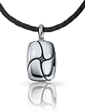 Dog Tag Pendant in Sterling Silver with High Polish Finish and .07ct Black Diamond. Includes 24 Black Braided Leather Cord.