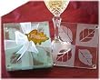 Coasters Fall in Love Frosted Leaf Design Glass Set (24 sets of 4 per order) Wedding Favors