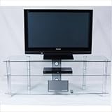 60" Inch and Below Clear Glass Plasma LCD Flat Panel TV Stand with Wire Man ....
