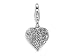 Amore LaVita(tm) Sterling Silver 3-D CZ and Red Enamel Heart w/Lobster Clasp Charm for Charm Bracelet
