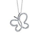 FOJO's Diamonds in Silver Offset Butterfly Pendant Necklace (1/3 ct. tw.)