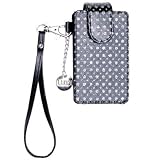 Luxi Cell Phone Case Wristlet - Black Patent Leather with Silver-Sparkle Dots